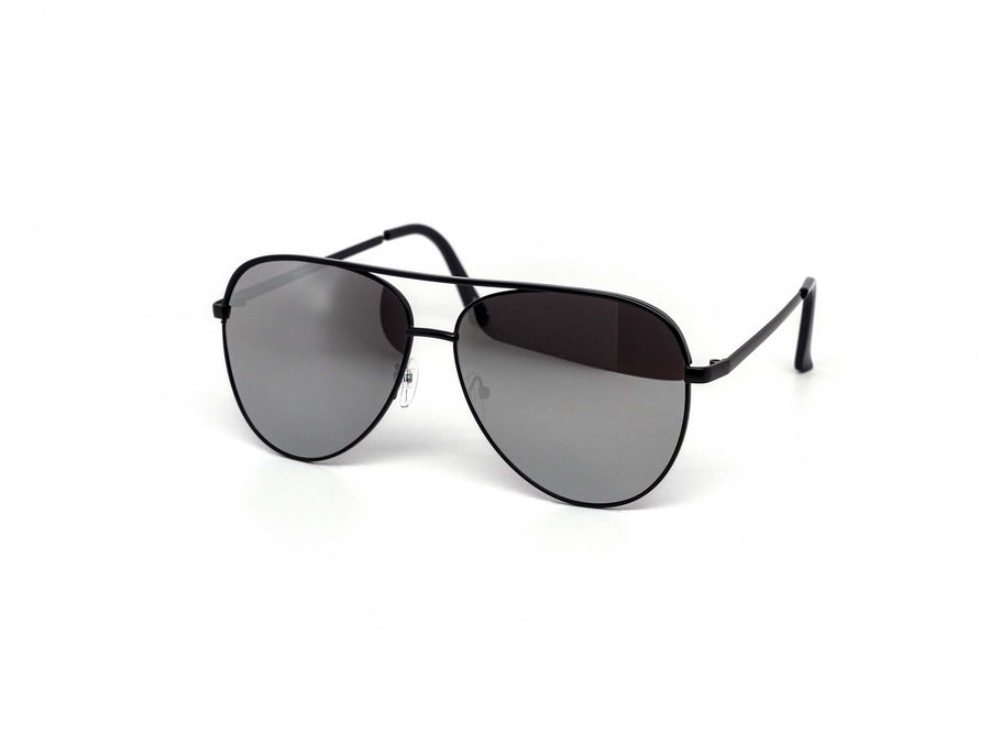12 Pack: Oversized Flatline Hard Bridge Mirror Aviator Wholesale Sunglasses