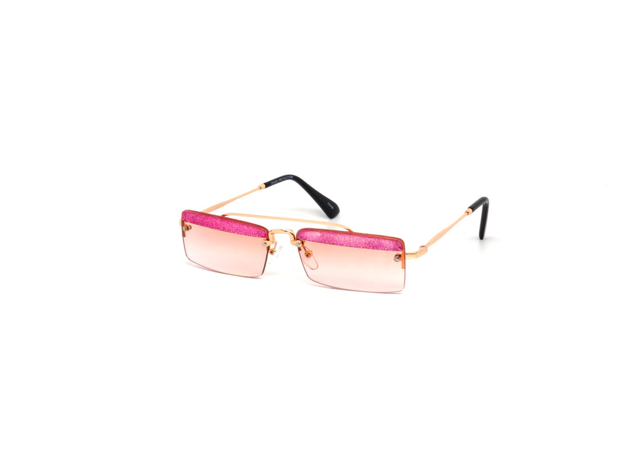 12 Pack: Skinny Glitter Rectangular Aviator Wholesale Sunglasses