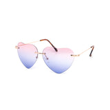 12 Pack: Rimless Gradient Bubble Heart Wholesale Sunglasses