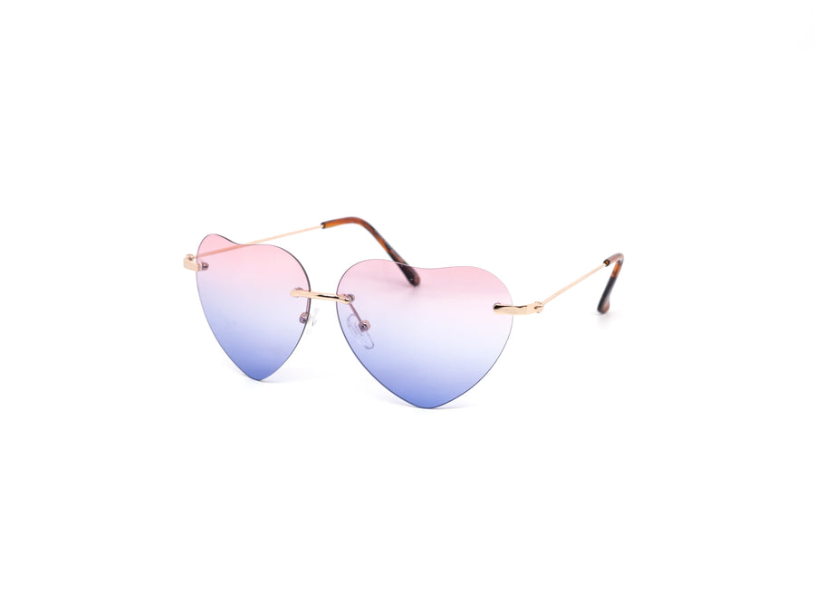 12 Pack: Rimless Gradient Bubble Heart Wholesale Sunglasses