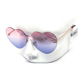 12 Pack: Rimless Oversized Heart Duotone Wholesale Sunglasses