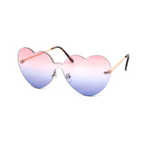12 Pack: Rimless Oversized Heart Duotone Wholesale Sunglasses