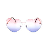 12 Pack: Rimless Oversized Heart Duotone Wholesale Sunglasses