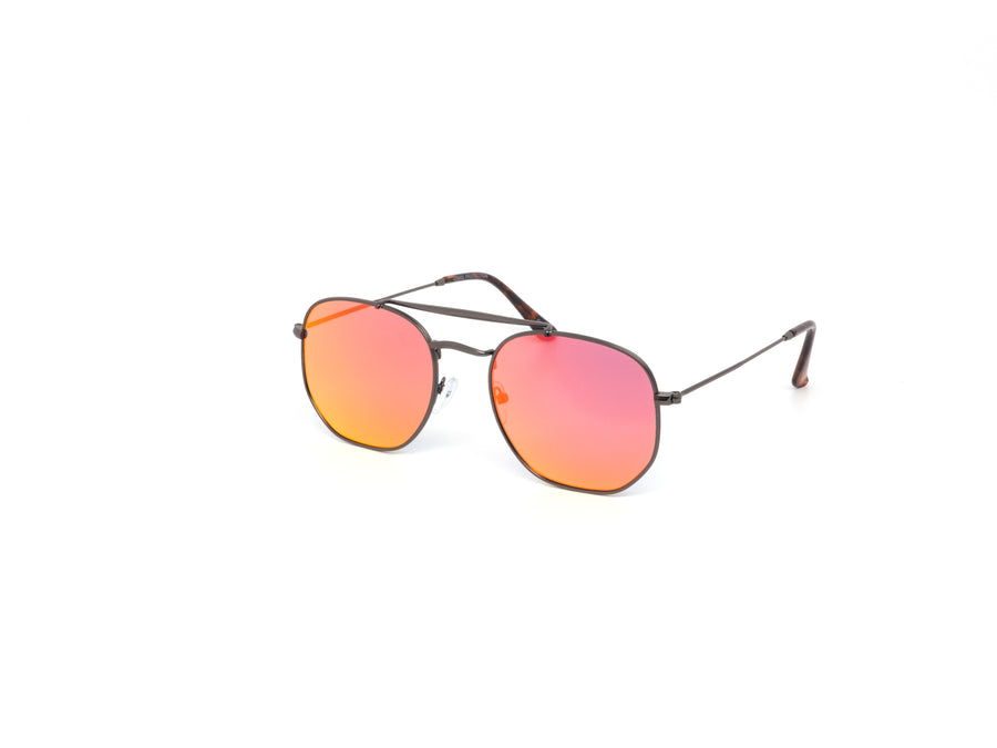 12 Pack: Hexagonal Aviator Color Mirror Wholesale Sunglasses