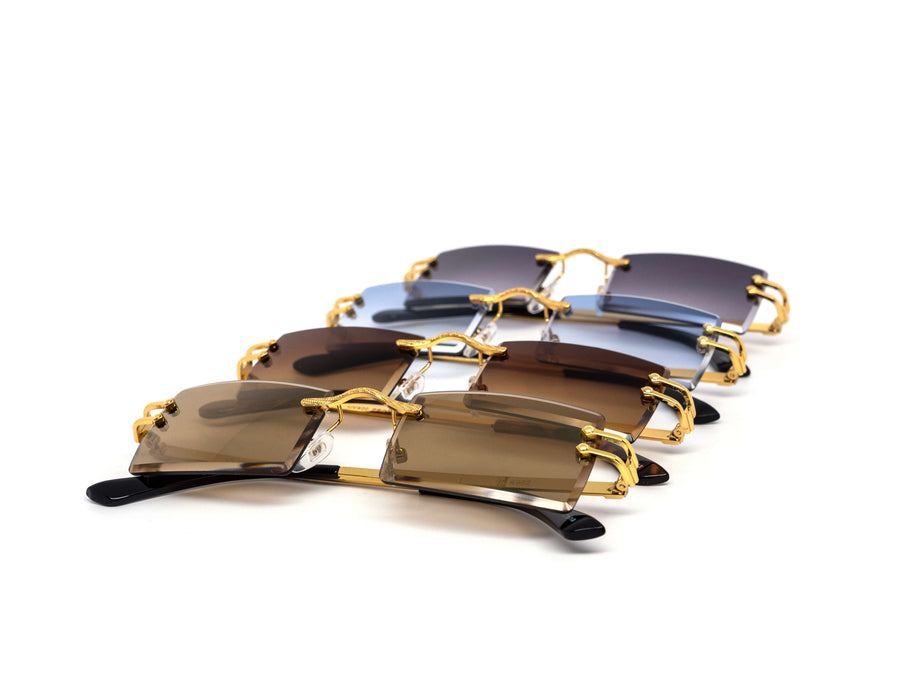 12 Pack: Chic Miter-cut Square Gold Gradient Wholesale Sunglasses