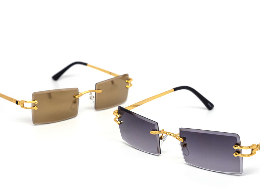 12 Pack: Chic Miter-cut Square Gold Gradient Wholesale Sunglasses