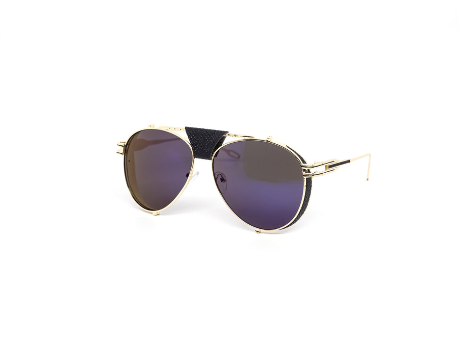 12 Pack: Elegant Color Mirror Leather Cover Aviator Wholesale Sunglasses
