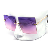 12 Pack: Oversized Square Rimless Duo-tone Gradient Wholesale Sunglasses
