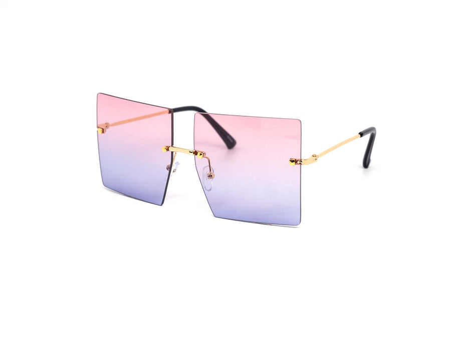 12 Pack: Oversized Square Rimless Duo-tone Gradient Wholesale Sunglasses