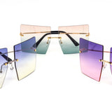 12 Pack: Oversized Square Rimless Duo-tone Gradient Wholesale Sunglasses