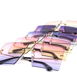 12 Pack: Oversized Square Rimless Duo-tone Gradient Wholesale Sunglasses