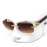 12 Pack: Rimless Rectangular Rhinestone Wholesale Sunglasses
