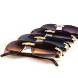 12 Pack: Rimless Rectangular Rhinestone Wholesale Sunglasses