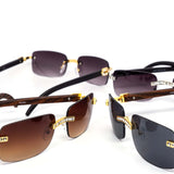 12 Pack: Rimless Rectangular Rhinestone Wholesale Sunglasses