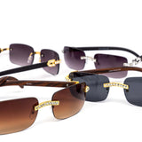 12 Pack: Rimless Rectangular Rhinestone Wholesale Sunglasses
