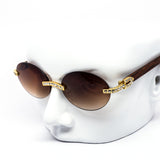 12 Pack: Rhinestone Oval Rimless Gradient Wholesale Sunglasses