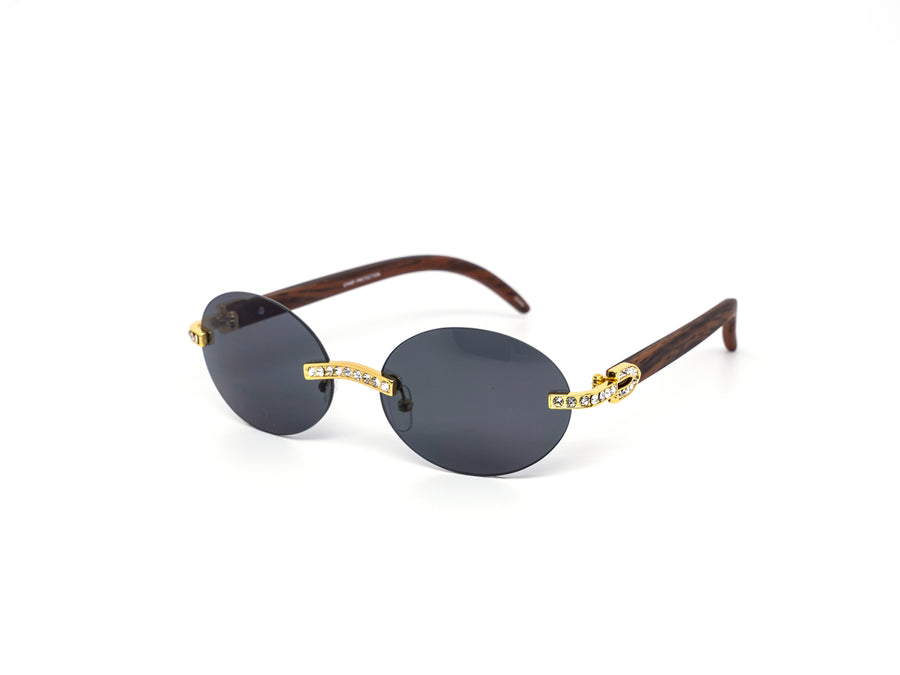 12 Pack: Rhinestone Oval Rimless Gradient Wholesale Sunglasses