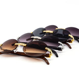 12 Pack: Rhinestone Oval Rimless Gradient Wholesale Sunglasses