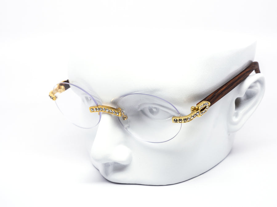 12 Pack: Rhinestone Oval Rimless Clear Wholesale Eyeglasses