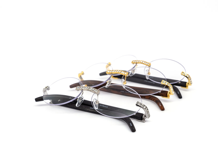 12 Pack: Rhinestone Oval Rimless Clear Wholesale Eyeglasses