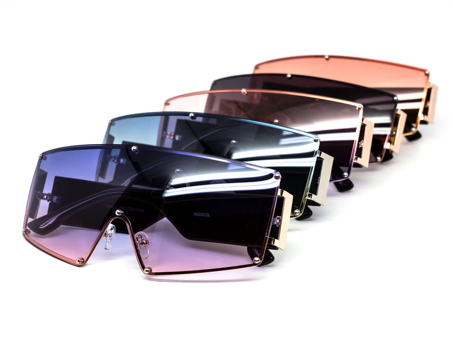 12 Pack: Oversized Rimless Uni-Shield Duo-tone Wholesale Sunglasses