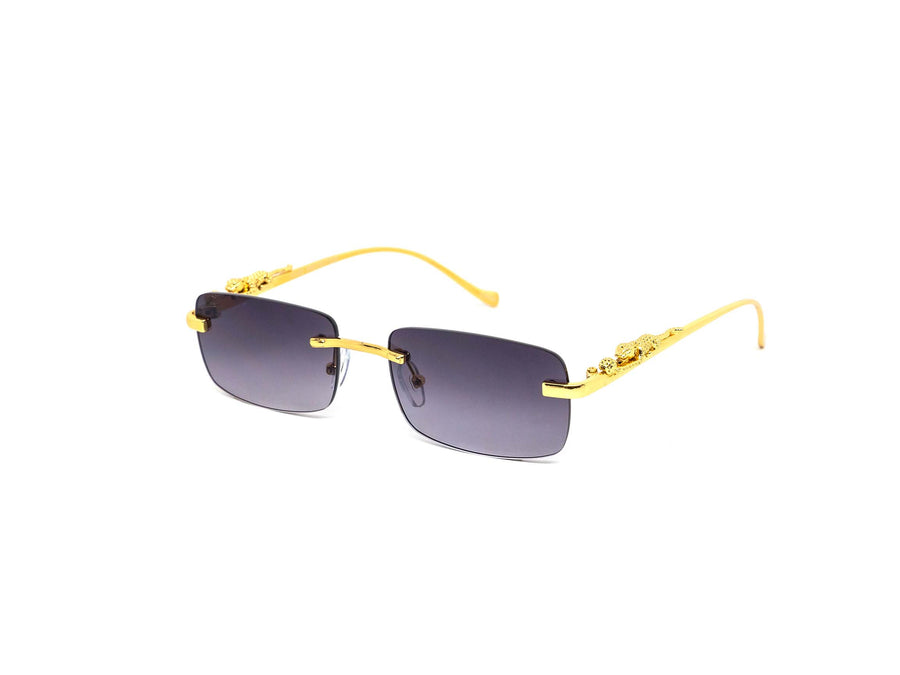 12 Pack: Chic Rimless Gradient Gold Feline Wholesale Sunglasses