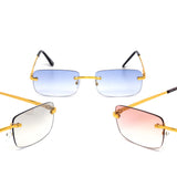 12 Pack: Sleek Rimless Rectangular Gradient Wholesale Sunglasses
