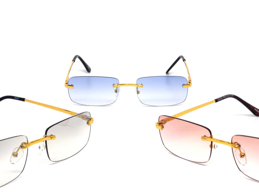12 Pack: Sleek Rimless Rectangular Gradient Wholesale Sunglasses