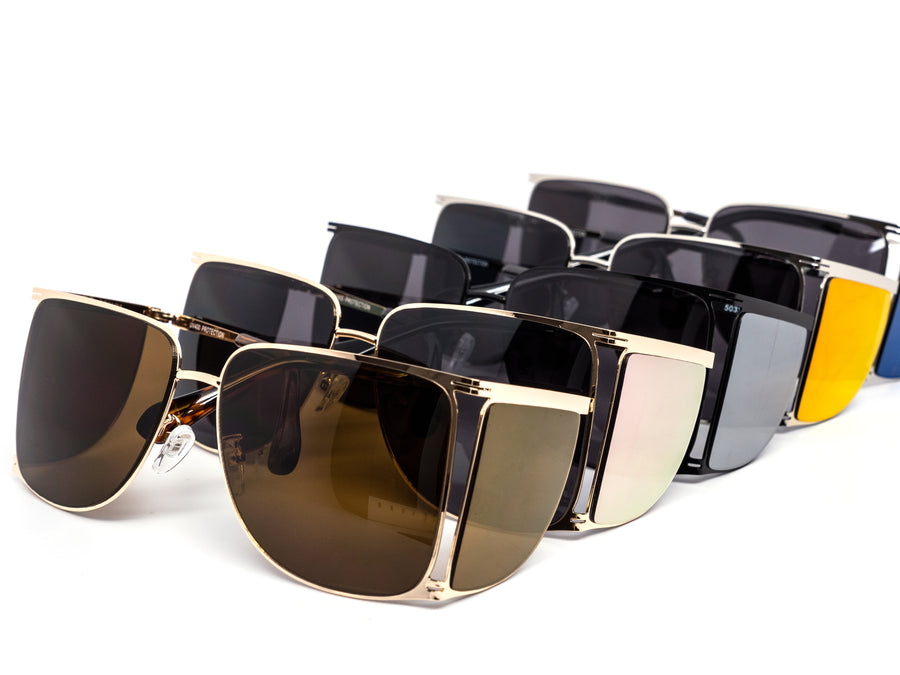 12 Pack: Oversized Metallic Blinker Round Wholesale Sunglasses