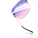 12 Pack: Rimless Miter Cut Duo-tone Aviator Wholesale Sunglasses