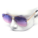 12 Pack: Rimless Miter Cut Duo-tone Aviator Wholesale Sunglasses
