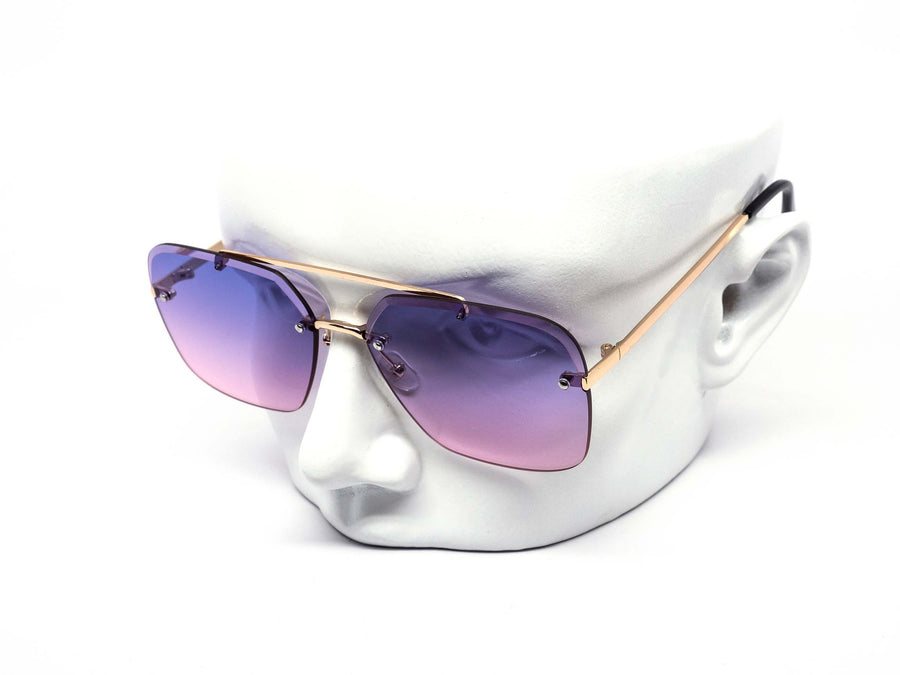 12 Pack: Rimless Miter Cut Duo-tone Aviator Wholesale Sunglasses