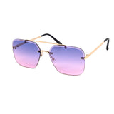 12 Pack: Rimless Miter Cut Duo-tone Aviator Wholesale Sunglasses