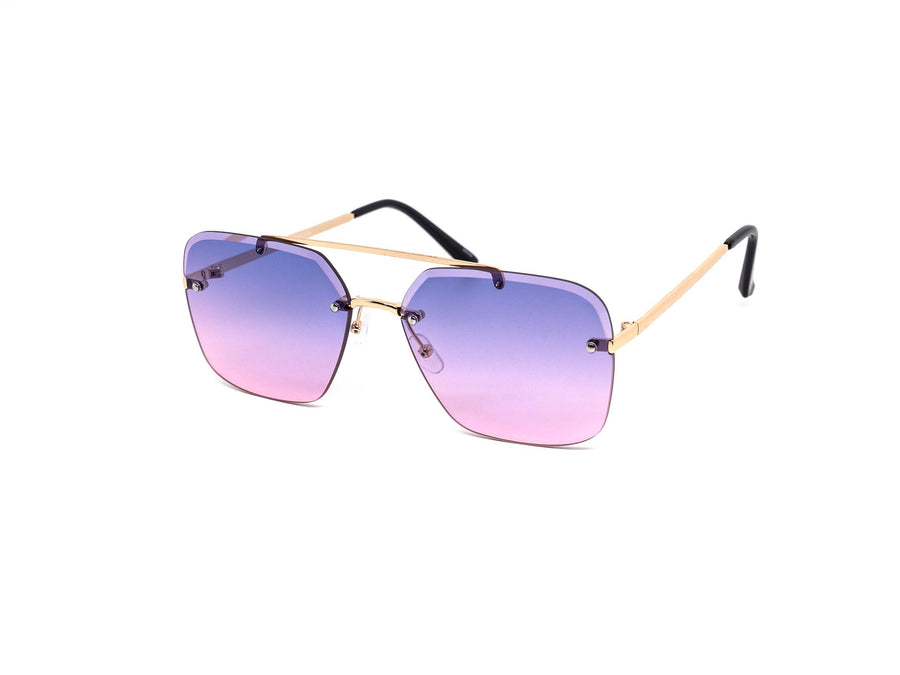 12 Pack: Rimless Miter Cut Duo-tone Aviator Wholesale Sunglasses