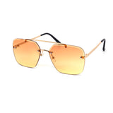 12 Pack: Rimless Miter Cut Duo-tone Aviator Wholesale Sunglasses