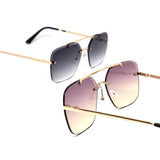 12 Pack: Rimless Miter Cut Duo-tone Aviator Wholesale Sunglasses