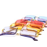 12 Pack: Rimless Petite Square Metal Color Wholesale Sunglasses