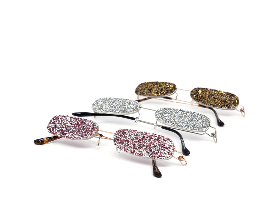 12 Pack: Ultra Slim Glitter Fashion Wholesale Sunglasses