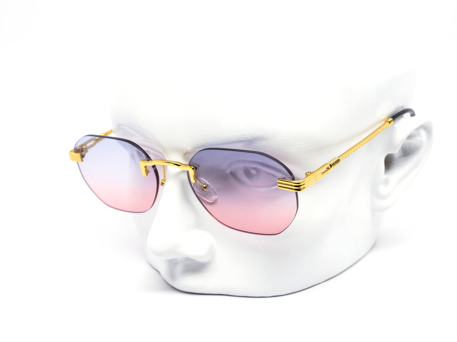 12 Pack: Rimless Duo-tone Color Gradient Metal Wholesale Sunglasses