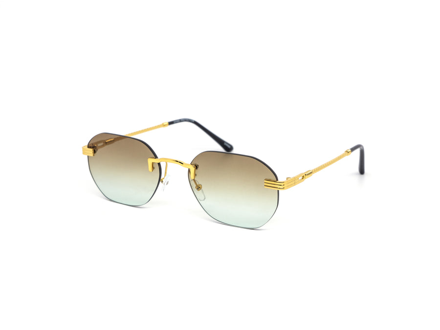 12 Pack: Rimless Duo-tone Color Gradient Metal Wholesale Sunglasses