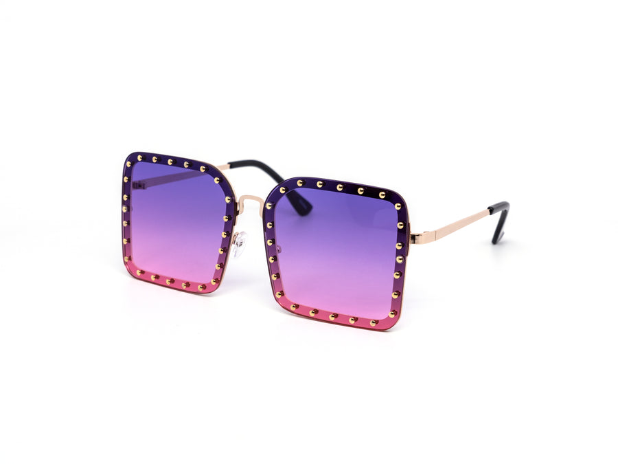 12 Pack: Chic Rimless Studded Oversized Square Wholesale Sunglasses