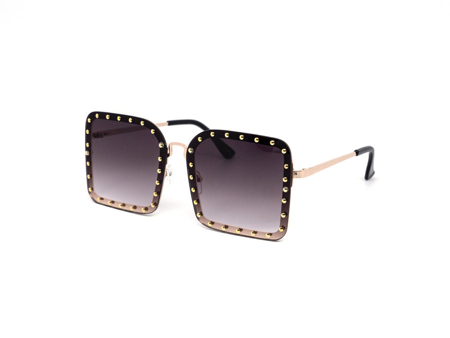 12 Pack: Chic Rimless Studded Oversized Square Wholesale Sunglasses