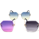 12 Pack: Eccentric Miter-cut Rimless Gradient Wholesale Sunglasses