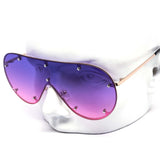 12 Pack: Rimless Studded Mono Shield Gradient Wholesale Sunglasses