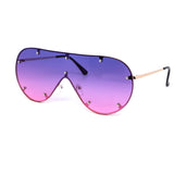 12 Pack: Rimless Studded Mono Shield Gradient Wholesale Sunglasses