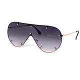 12 Pack: Rimless Studded Mono Shield Gradient Wholesale Sunglasses