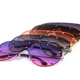 12 Pack: Rimless Studded Mono Shield Gradient Wholesale Sunglasses