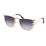 12 Pack: Half Moon Rhinestone Wholesale Sunglasses