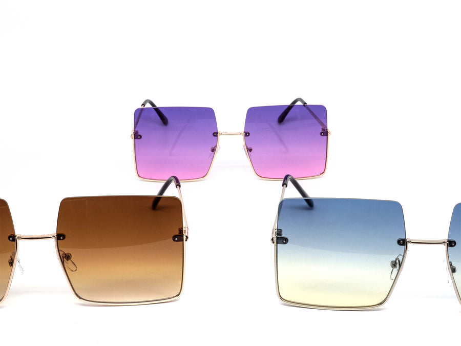 12 Pack: Semi-rimless Square Metal Gradient Wholesale Sunglasses