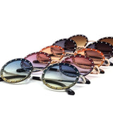 12 Pack: Rimless Oval Rhinestone Studded Wholesale Sunglasses
